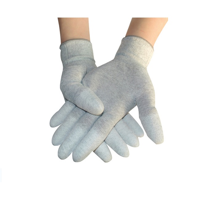 Read more about the article Clean room ESD nylon fingertip coating glove C0504